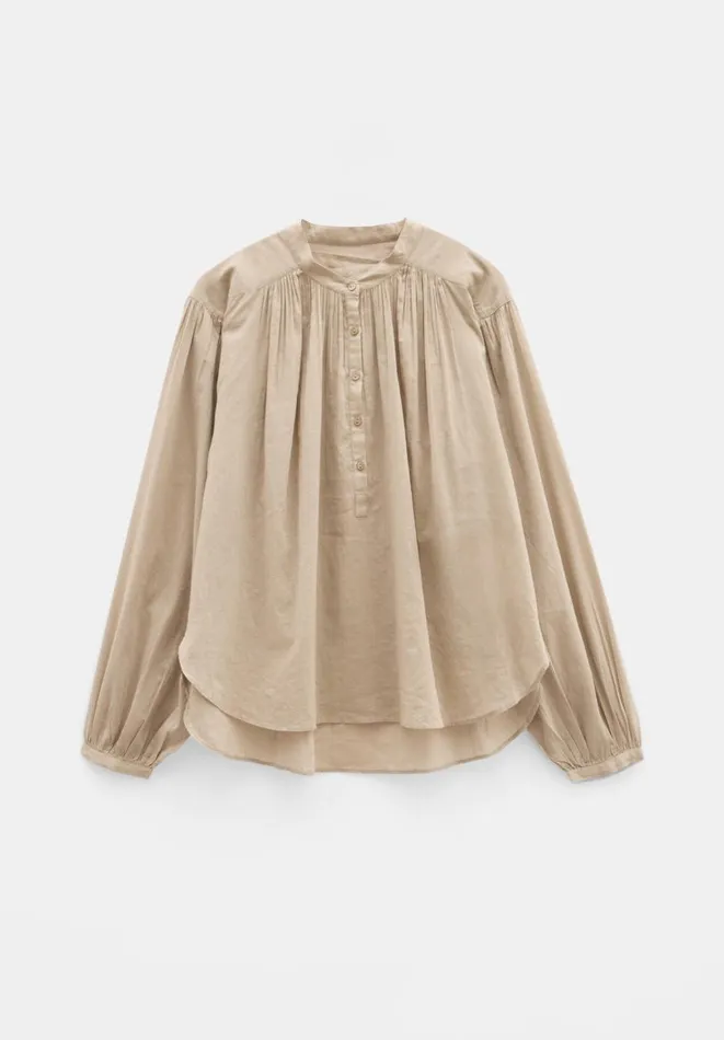 Hush Shirts and Blouses Women Lhea Oversized Gather Detail Blouse Darker Beige Hush Shirts and Blouses Women Lhea Oversized Gather Detail Blouse Darker Beige