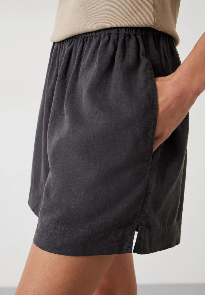 Hush Shorts Women Lana Linen Blend Shorts Washed Black Hush Shorts Women Lana Linen Blend Shorts Washed Black