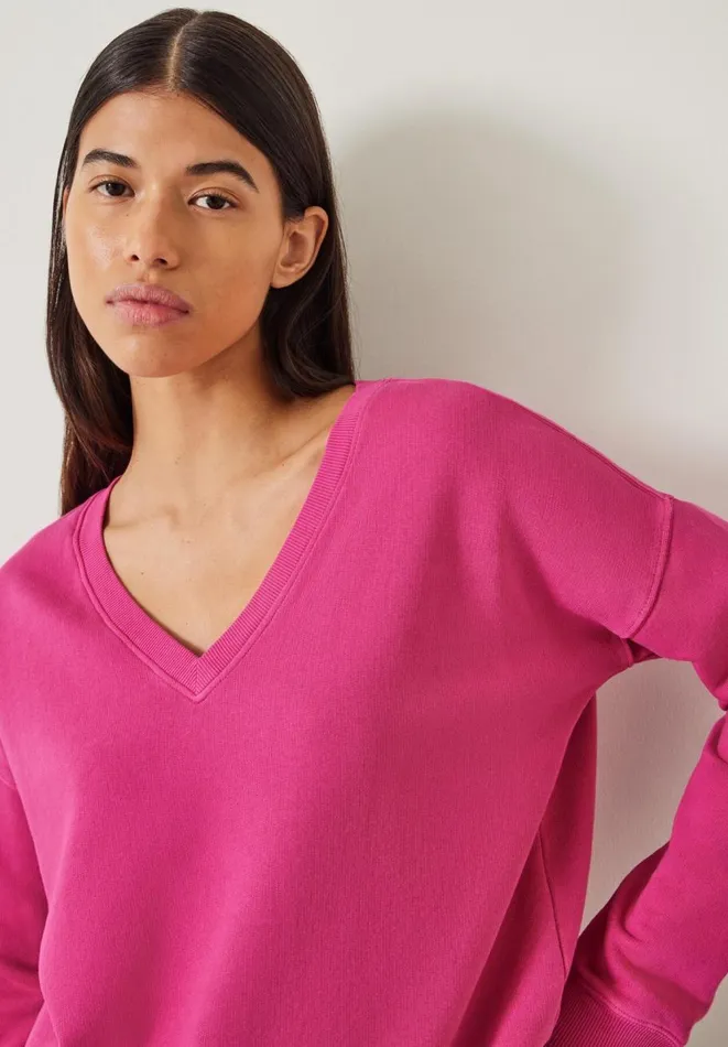 Hush Sweatshirts and Hoodies Women April VNeck Sweatshirt Peacock Pink Hush Sweatshirts and Hoodies Women April VNeck Sweatshirt Peacock Pink
