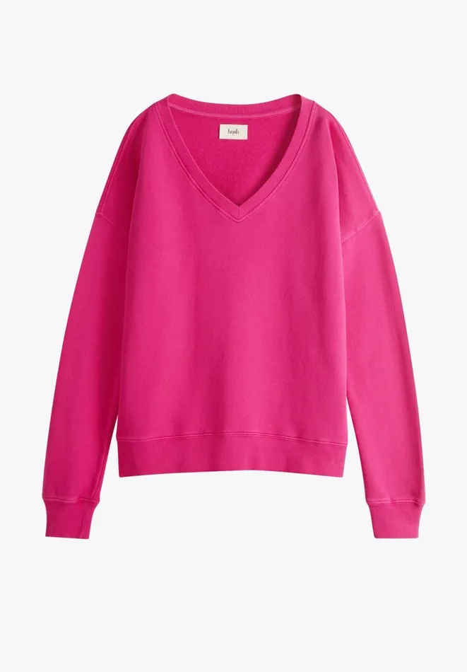 Hush Sweatshirts and Hoodies Women April VNeck Sweatshirt Peacock Pink Hush Sweatshirts and Hoodies Women April VNeck Sweatshirt Peacock Pink