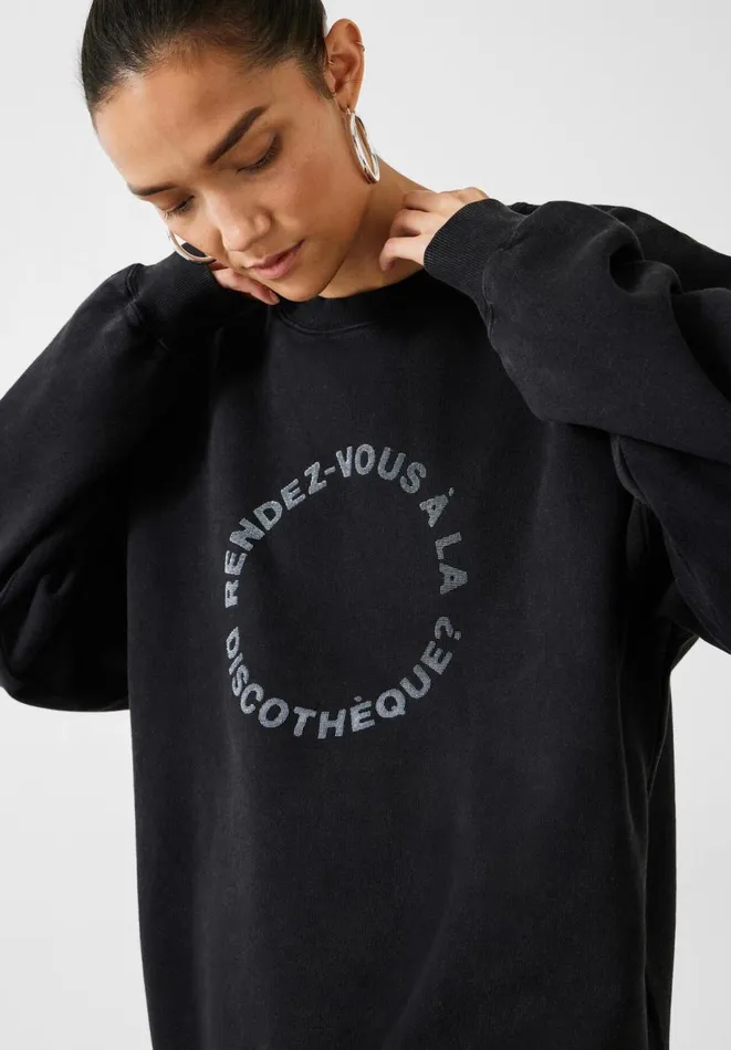 Hush Sweatshirts and Hoodies Women Discotheque Sweatshirt Washed Black Hush Sweatshirts and Hoodies Women Discotheque Sweatshirt Washed Black