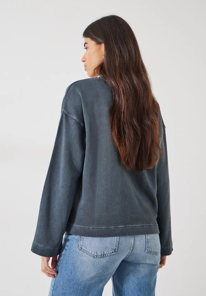 Hush Sweatshirts and Hoodies Women Ellison Contrast Stitch Sweatshirt Dark Grey Hush Sweatshirts and Hoodies Women Ellison Contrast Stitch Sweatshirt Dark Grey