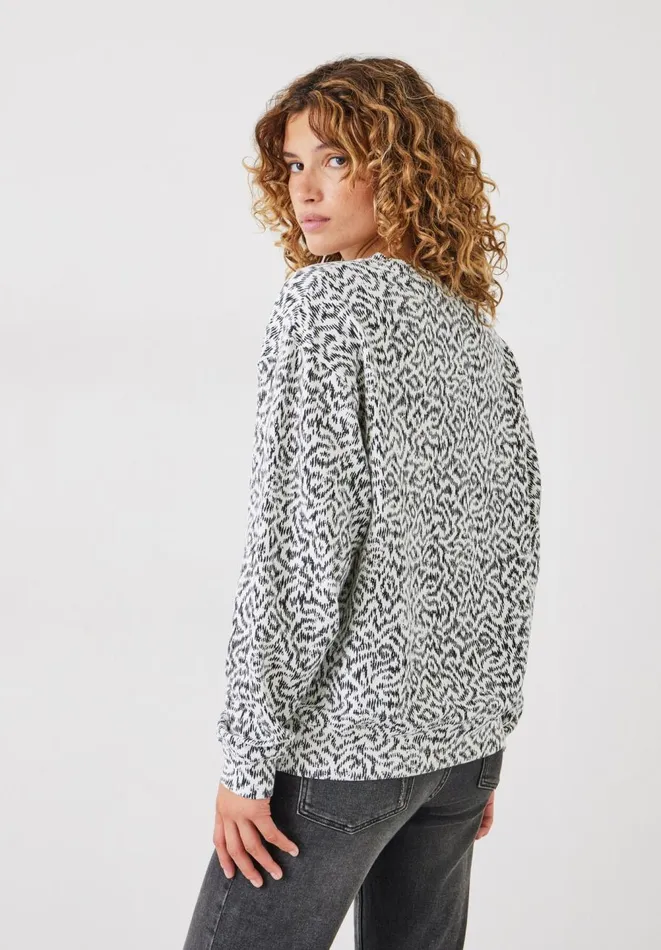 Hush Sweatshirts and Hoodies Women Estelle Cotton Printed Sweatshirt Abstract Ikat Blackwhite