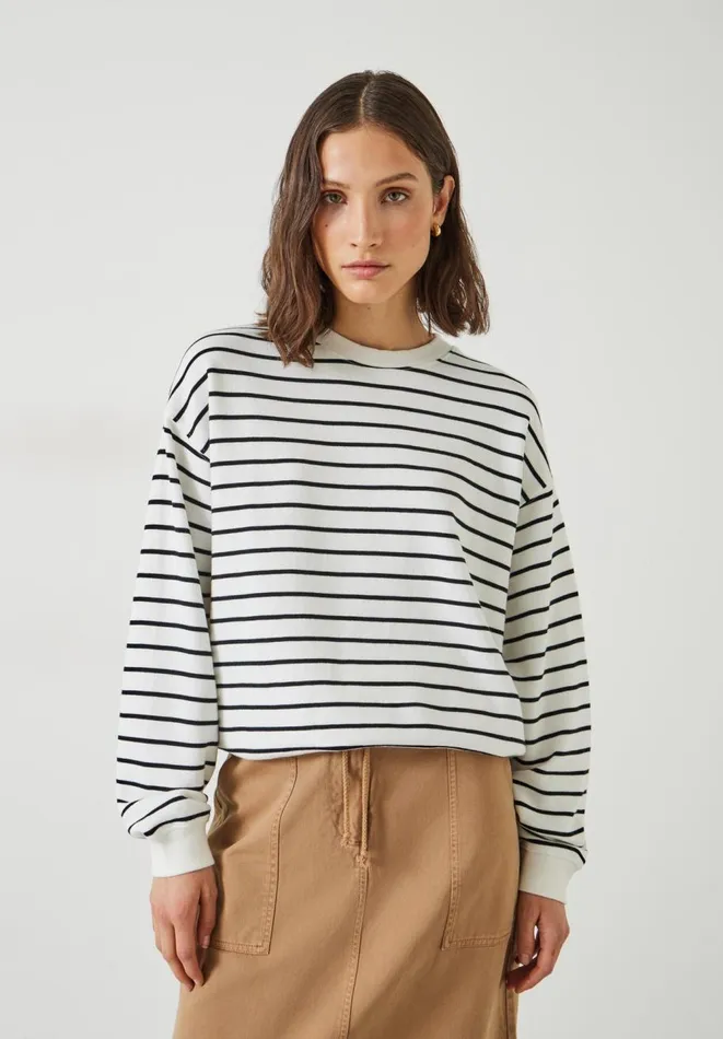 Hush Sweatshirts and Hoodies Women Luca Stripe Sweatshirt White