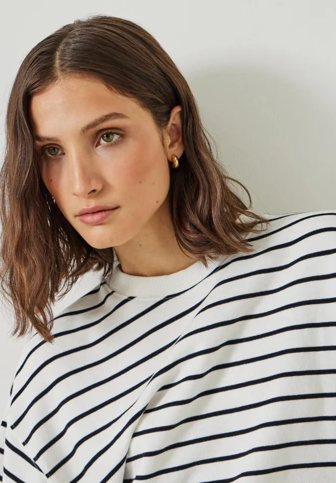 Hush Sweatshirts and Hoodies Women Luca Stripe Sweatshirt White