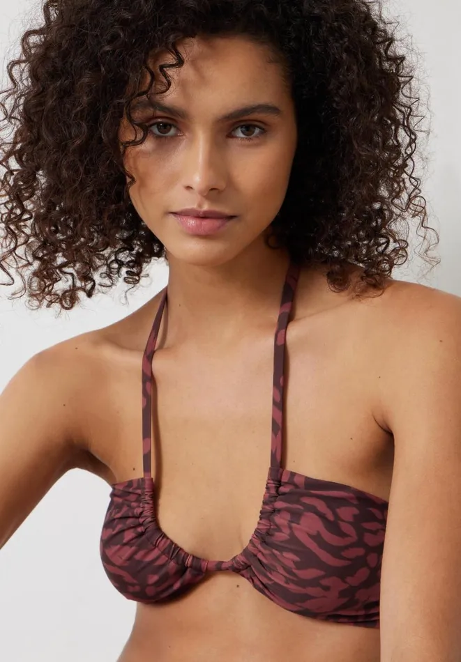 Hush Swimwear and Beachwear Women Arielle Ruched Halter Bikini Top Sunbaked Animal