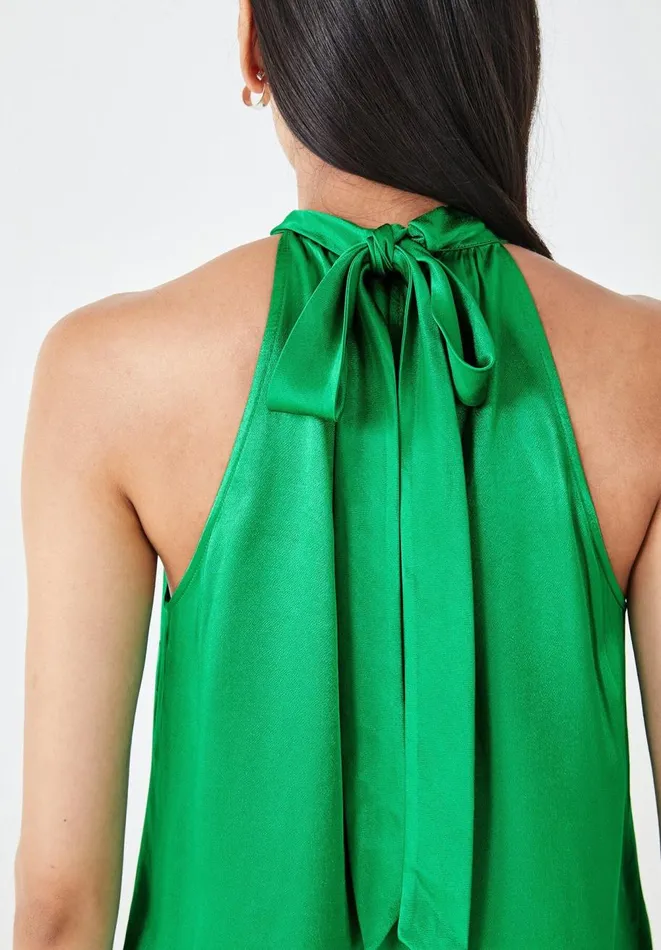 Hush Tops and Tshirts Women Aaliyah Satin Halter Top Green Hush Tops and Tshirts Women Aaliyah Satin Halter Top Green