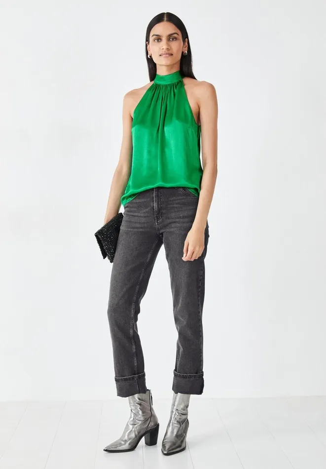 Hush Tops and Tshirts Women Aaliyah Satin Halter Top Green Hush Tops and Tshirts Women Aaliyah Satin Halter Top Green
