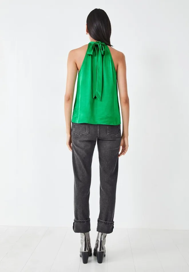 Hush Tops and Tshirts Women Aaliyah Satin Halter Top Green Hush Tops and Tshirts Women Aaliyah Satin Halter Top Green