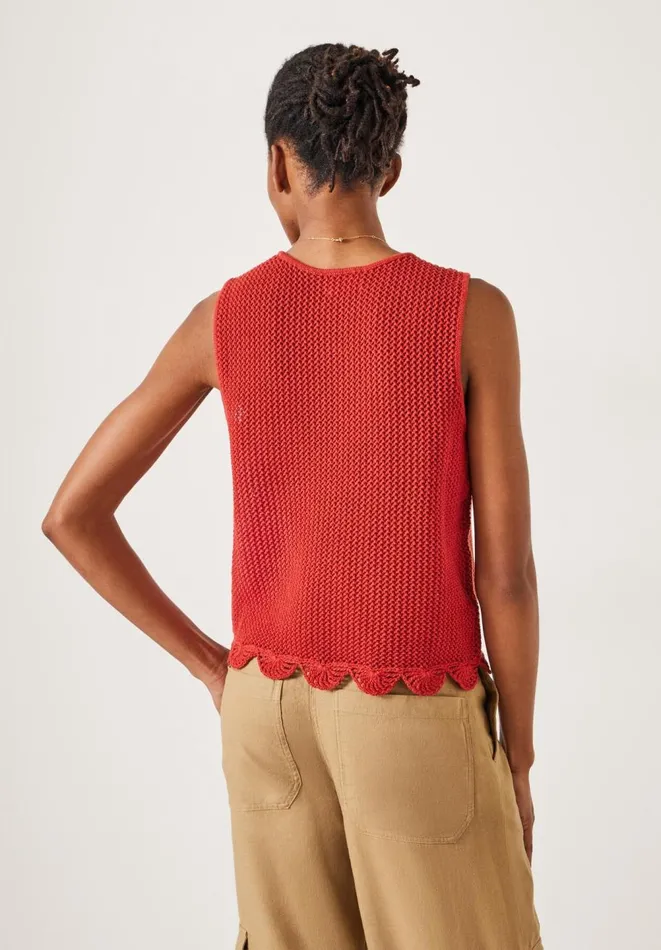 Hush Tops and Tshirts Women Adelina Crochet Scallop Edge Knitted Tank Rust Hush Tops and Tshirts Women Adelina Crochet Scallop Edge Knitted Tank Rust
