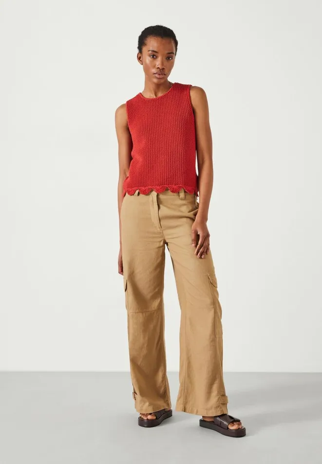 Hush Tops and Tshirts Women Adelina Crochet Scallop Edge Knitted Tank Rust Hush Tops and Tshirts Women Adelina Crochet Scallop Edge Knitted Tank Rust