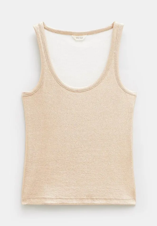 Hush Tops and Tshirts Women Alyssa Metallic Rib Vest Gold Hush Tops and Tshirts Women Alyssa Metallic Rib Vest Gold