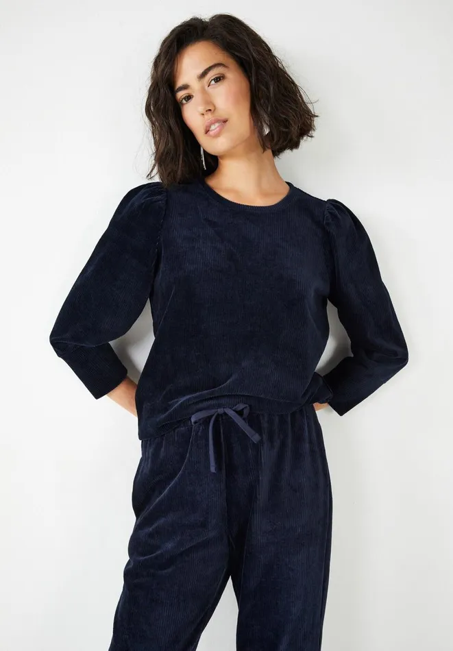 Hush Tops and Tshirts Women Belle Cord Jersey Top Midnight Navy Hush Tops and Tshirts Women Belle Cord Jersey Top Midnight Navy