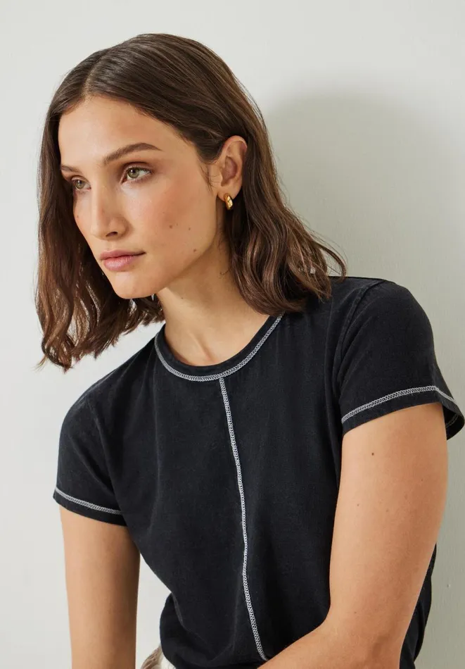Hush Tops and Tshirts Women Danika Stitch Detail TShirt Black Onyx Hush Tops and Tshirts Women Danika Stitch Detail TShirt Black Onyx