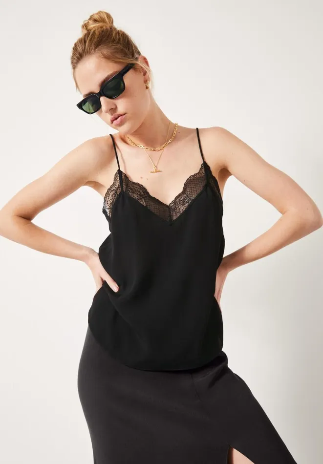 Hush Tops and Tshirts Women Estella Lace Cami Black