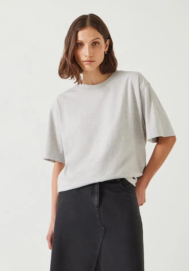 Hush Tops and Tshirts Women Flo Oversized Cotton TShirt Grey Marl