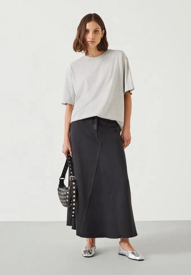 Hush Tops and Tshirts Women Flo Oversized Cotton TShirt Grey Marl