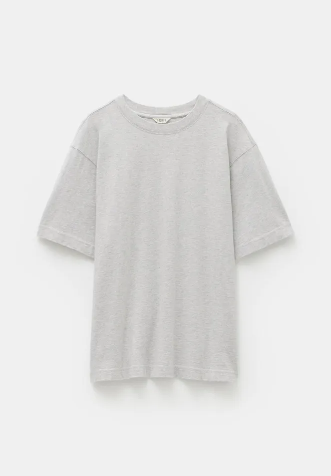 Hush Tops and Tshirts Women Flo Oversized Cotton TShirt Grey Marl