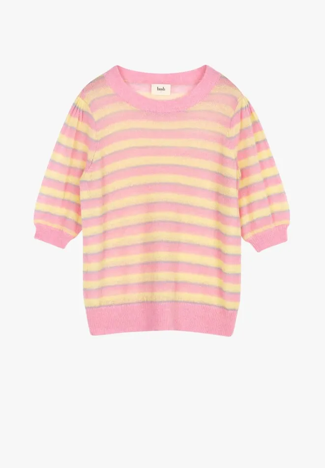Hush Tops and Tshirts Women Flori Wool Blend Striped TShirt Soft Pinkyellowblue