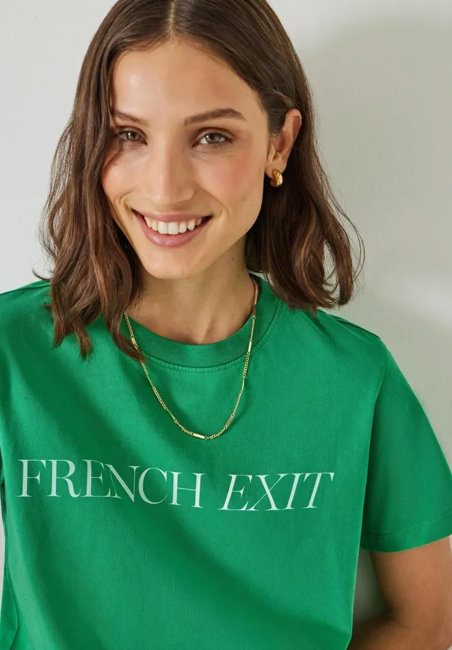Hush Tops and Tshirts Women French Exit Cotton TShirt Green