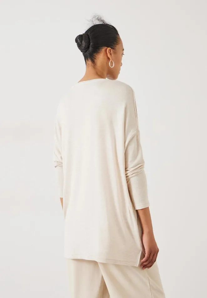 Hush Tops and Tshirts Women Gillian Wide Jersey Top Oatmeal Marl Hush Tops and Tshirts Women Gillian Wide Jersey Top Oatmeal Marl