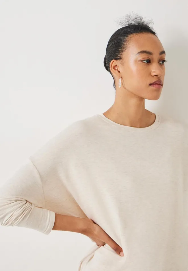 Hush Tops and Tshirts Women Gillian Wide Jersey Top Oatmeal Marl Hush Tops and Tshirts Women Gillian Wide Jersey Top Oatmeal Marl
