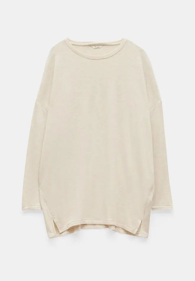 Hush Tops and Tshirts Women Gillian Wide Jersey Top Oatmeal Marl Hush Tops and Tshirts Women Gillian Wide Jersey Top Oatmeal Marl