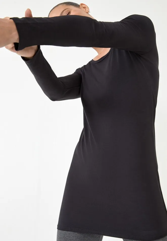 Hush Tops and Tshirts Women Longline StretchCotton TShirt Black Hush Tops and Tshirts Women Longline StretchCotton TShirt Black