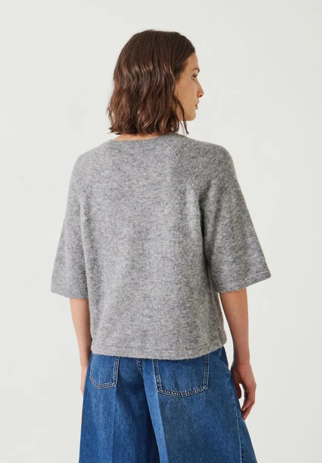 Hush Tops and Tshirts Women Lucia Alpaca Blend Knitted Top Light Grey Marl Hush Tops and Tshirts Women Lucia Alpaca Blend Knitted Top Light Grey Marl