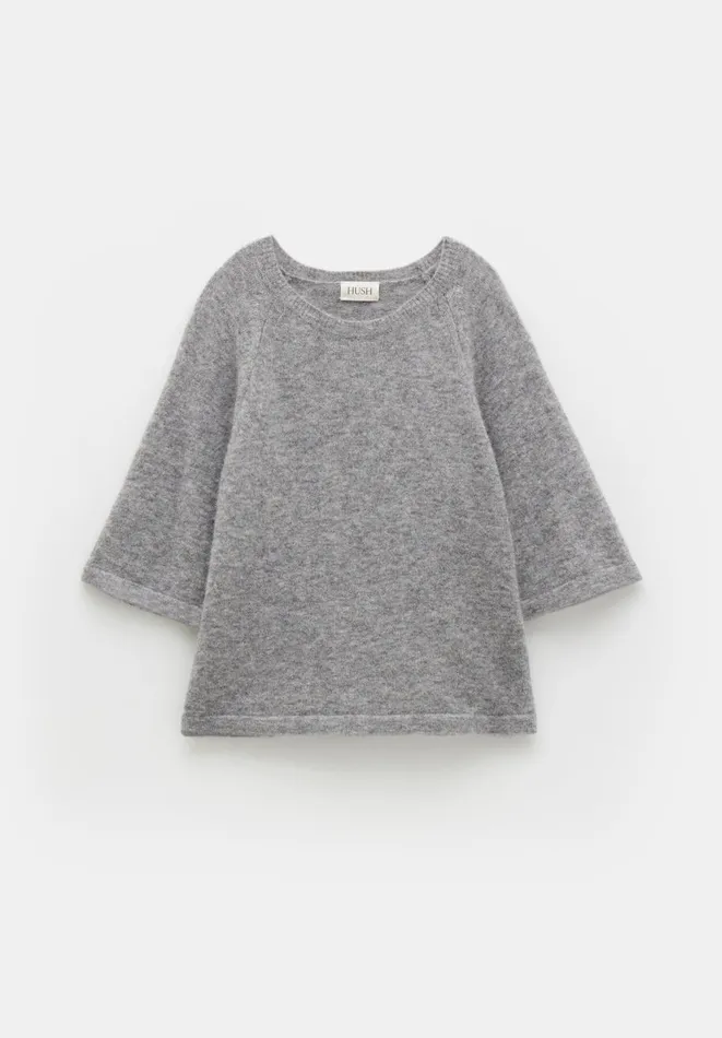 Hush Tops and Tshirts Women Lucia Alpaca Blend Knitted Top Light Grey Marl Hush Tops and Tshirts Women Lucia Alpaca Blend Knitted Top Light Grey Marl