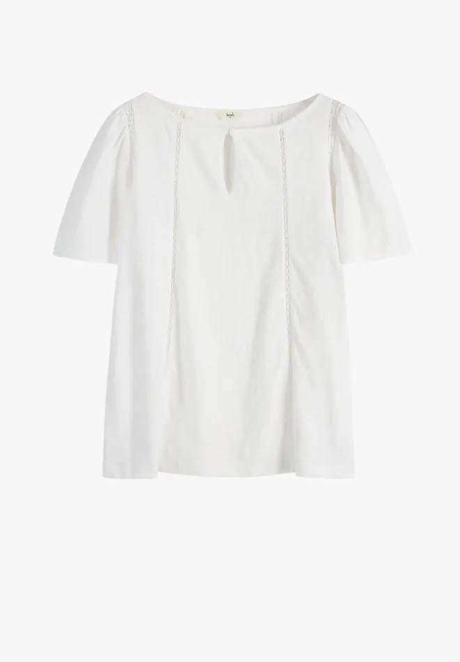 Hush Tops and Tshirts Women Lucille Cotton Ladder TShirt White