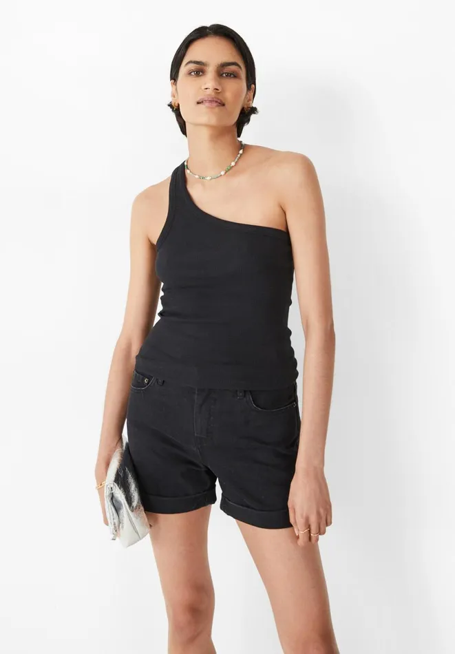 Hush Tops and Tshirts Women Nula One Shoulder Vest Black