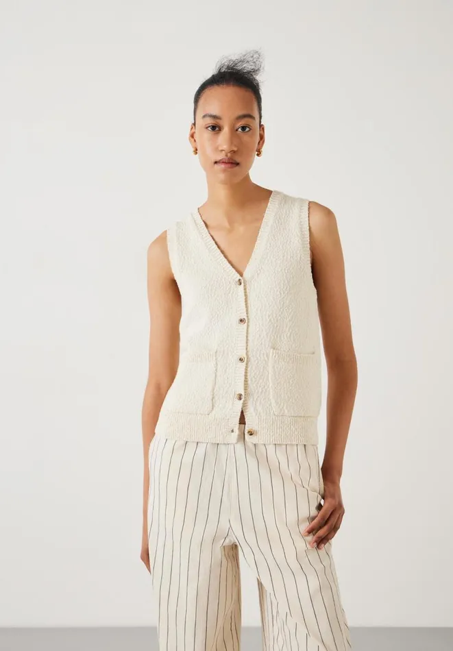 Hush Tops and Tshirts Women Ottiline Knitted Waistcoat Soft White