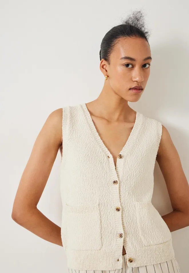 Hush Tops and Tshirts Women Ottiline Knitted Waistcoat Soft White
