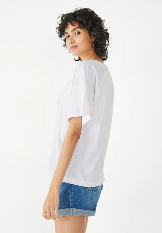 Hush Tops and Tshirts Women Paraiso Playa Raglan TShirt White Hush Tops and Tshirts Women Paraiso Playa Raglan TShirt White