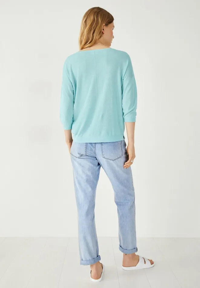 Hush Tops and Tshirts Women Roux Linen Blend Knitted Top Sky Blue Hush Tops and Tshirts Women Roux Linen Blend Knitted Top Sky Blue