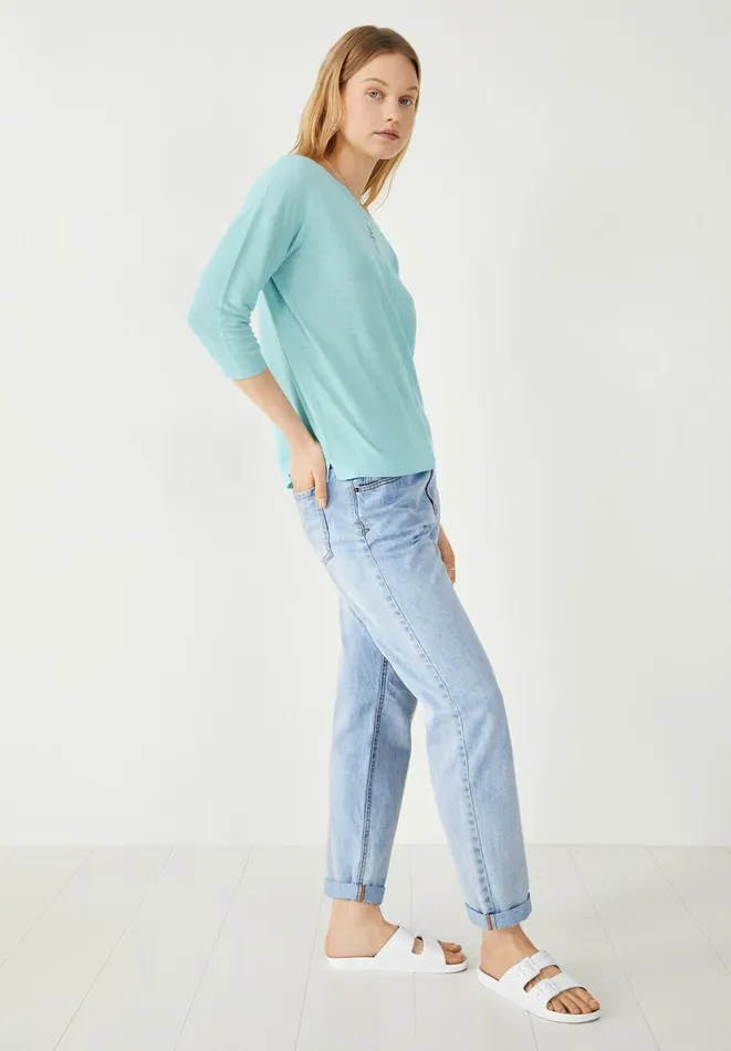 Hush Tops and Tshirts Women Roux Linen Blend Knitted Top Sky Blue Hush Tops and Tshirts Women Roux Linen Blend Knitted Top Sky Blue