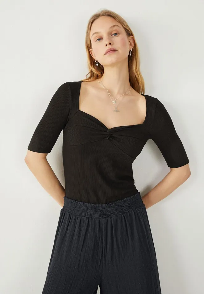 Hush Tops and Tshirts Women Sarah Knot Front Top Black