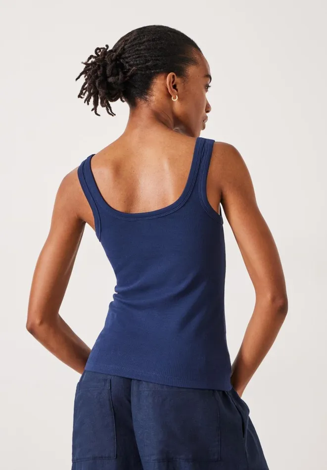 Hush Tops and Tshirts Women Seth Low Scoop Ribbed Vest Navy