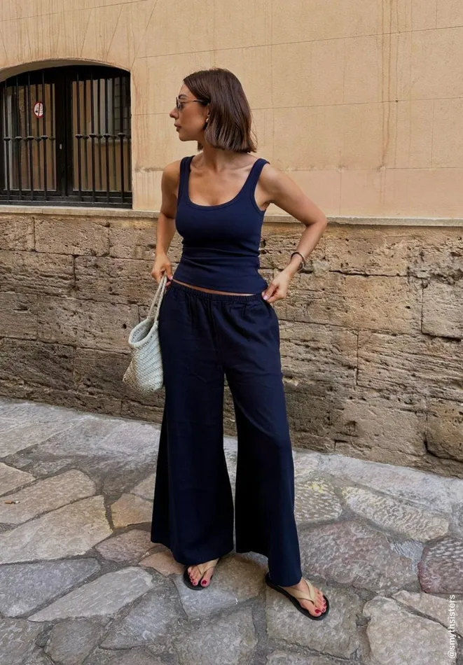 Hush Tops and Tshirts Women Seth Low Scoop Ribbed Vest Navy