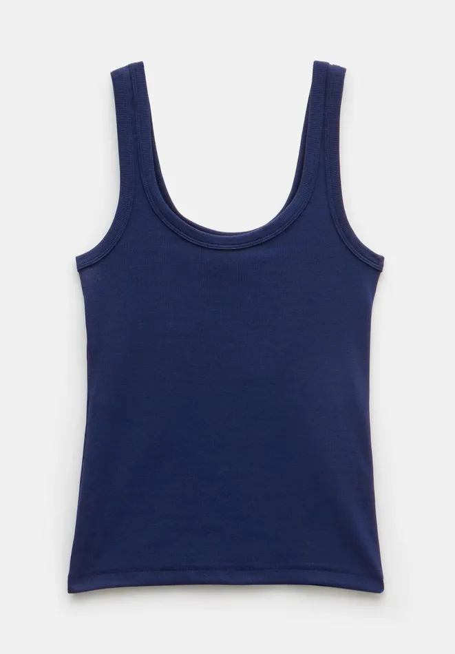 Hush Tops and Tshirts Women Seth Low Scoop Ribbed Vest Navy