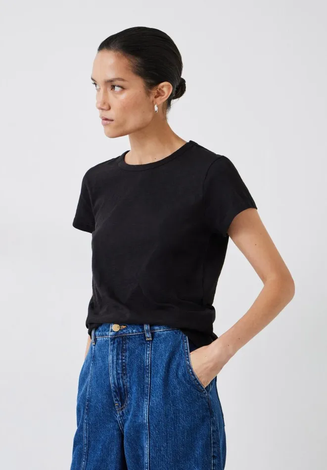 Hush Tops and Tshirts Women Slim Fit Crew TShirt Black