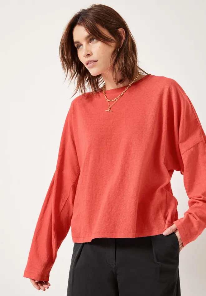 Hush Tops and Tshirts Women Soairse Seam Detail Dolmon Top Vibrant Red