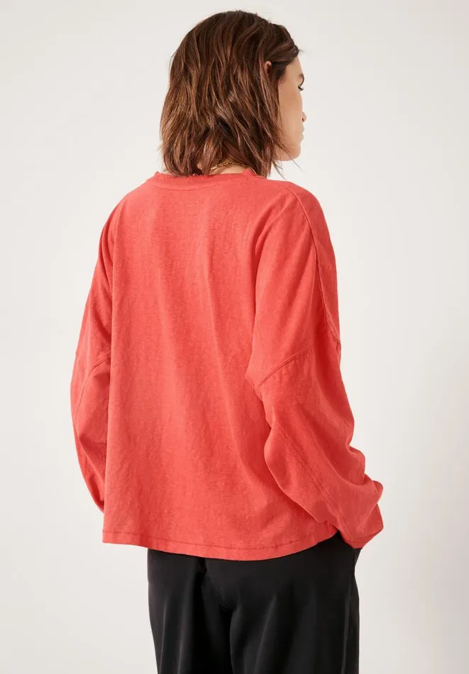Hush Tops and Tshirts Women Soairse Seam Detail Dolmon Top Vibrant Red