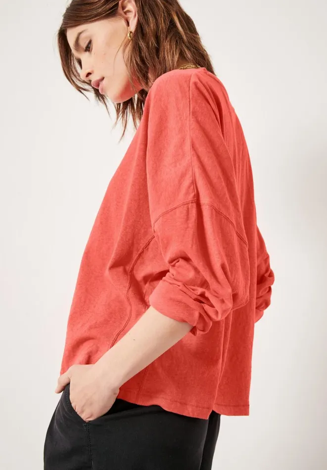 Hush Tops and Tshirts Women Soairse Seam Detail Dolmon Top Vibrant Red