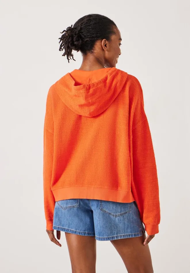 Hush Tops and Tshirts Women Tania Textured Zip Hoodie Bright Orange