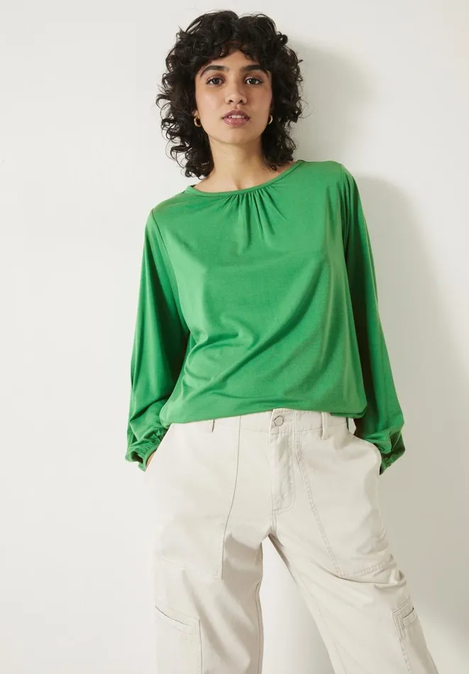 Hush Tops and Tshirts Women Willow Gathered Neck Jersey Top Green
