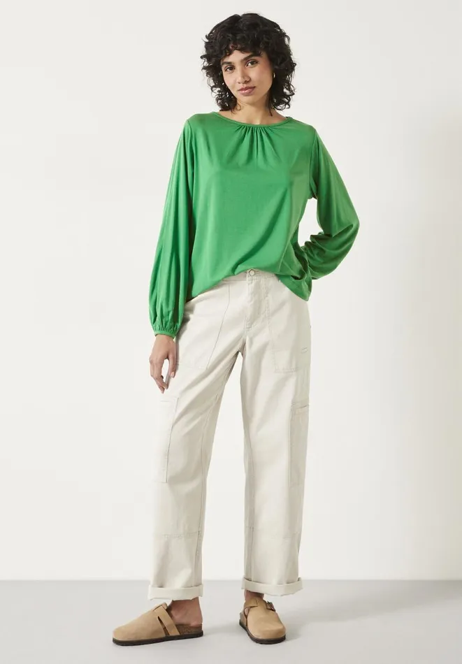 Hush Tops and Tshirts Women Willow Gathered Neck Jersey Top Green Hush Tops and Tshirts Women Willow Gathered Neck Jersey Top Green