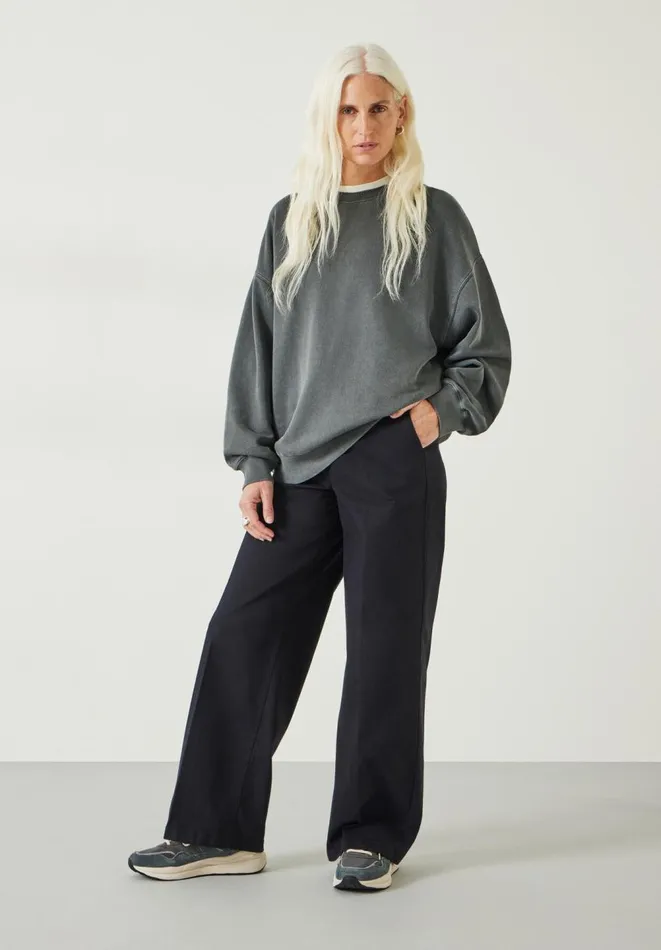 Hush Trousers Women Camille Flat Front Cotton Trousers Washed Black