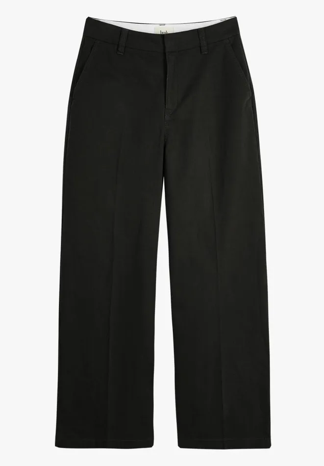 Hush Trousers Women Camille Flat Front Cotton Trousers Washed Black Hush Trousers Women Camille Flat Front Cotton Trousers Washed Black